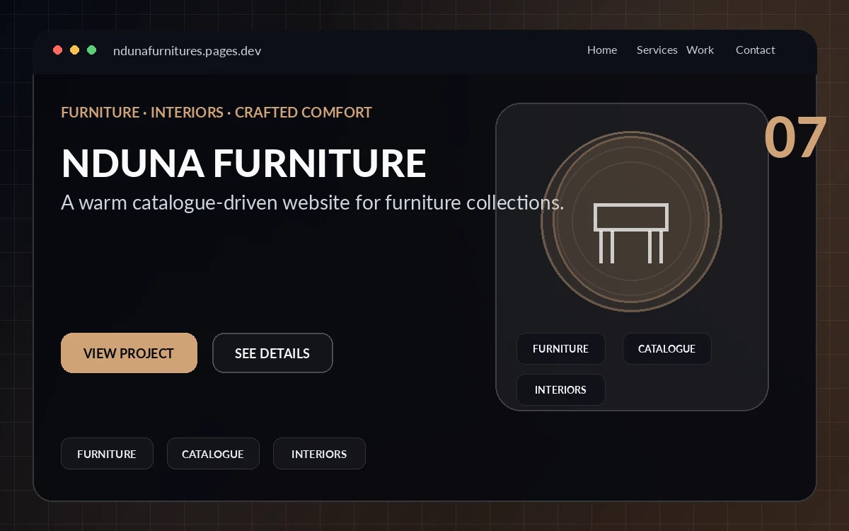 Nduna Furniture website preview