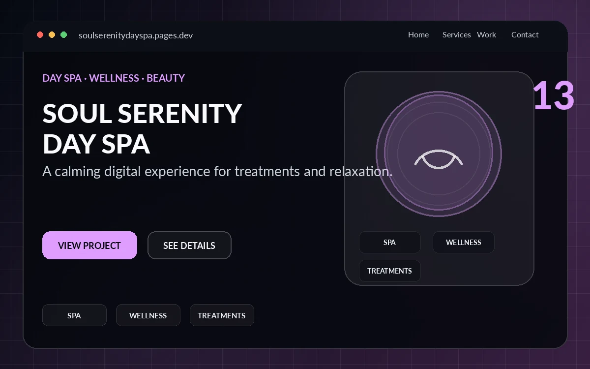 Soul Serenity Day Spa website preview