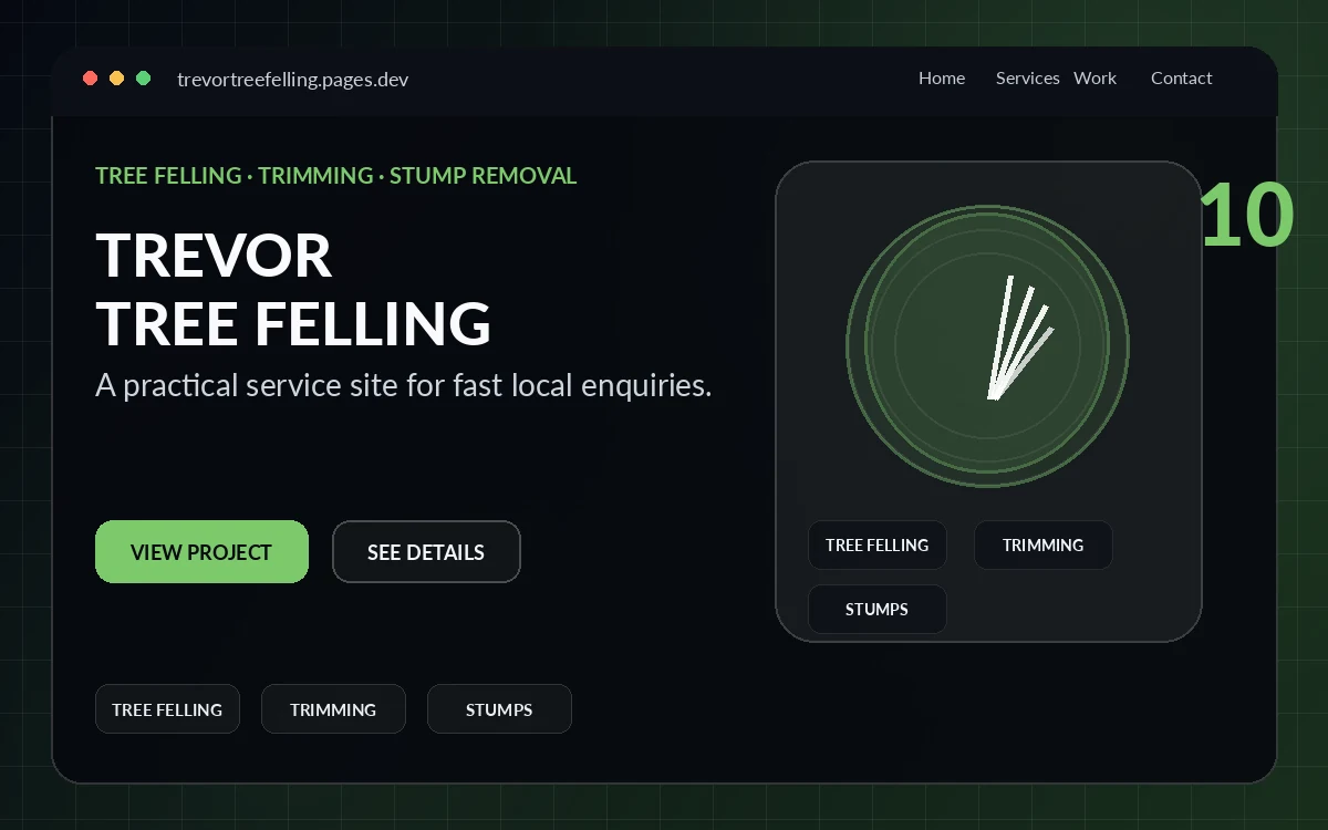 Trevor Tree Felling website preview